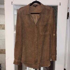 Velvet Heart Brown Mineral Wash Button-Up Shirt Medium